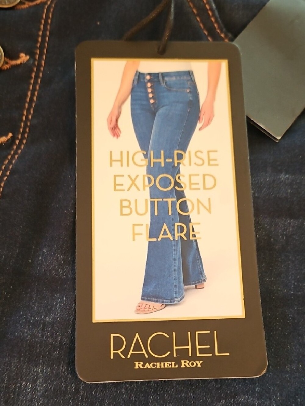 Rachel Roy -4 Button Fly -High Rise Flare Jeans- Size 12/31 - Picture 6 of 10